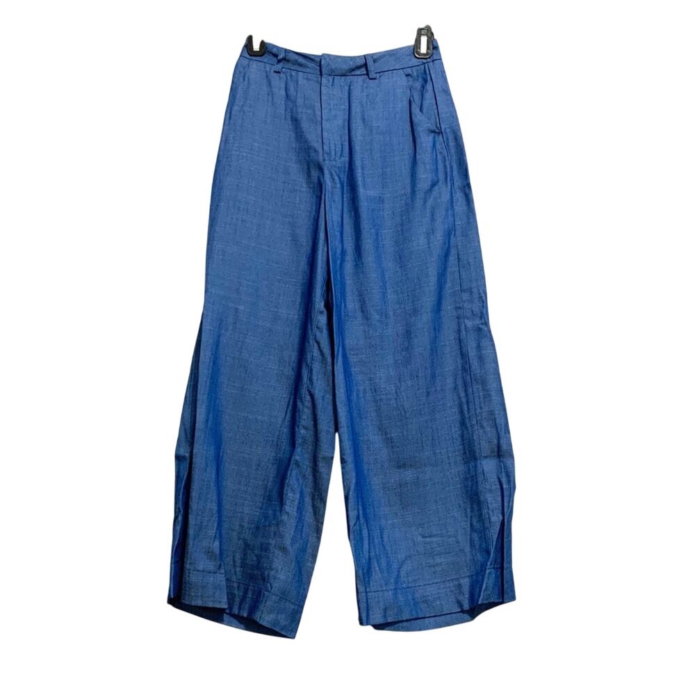 The Editor’s Market Blue Wide Leg Cropped Pants